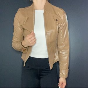 Brown Faux Leather Jacket Small